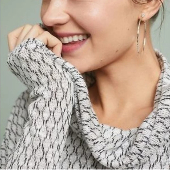 AKEMI & KIN for ANTHROPOLOGIE Gray print‎ high-low cowl neck sweater size XS. - Picture 2 of 15